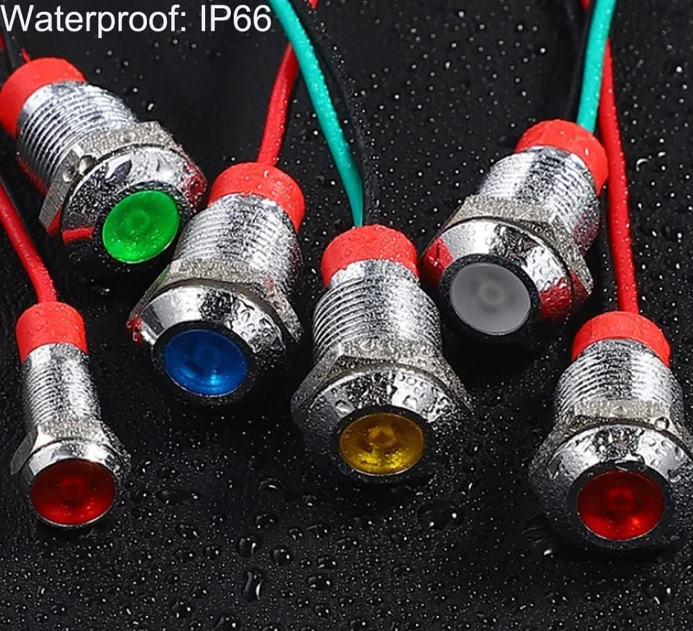 5pcs 10mm LED Metal Indicator Light AC/DC 12-24V Green