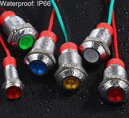 5pcs 10mm LED Metal Indicator Light AC/DC 12-24V Green