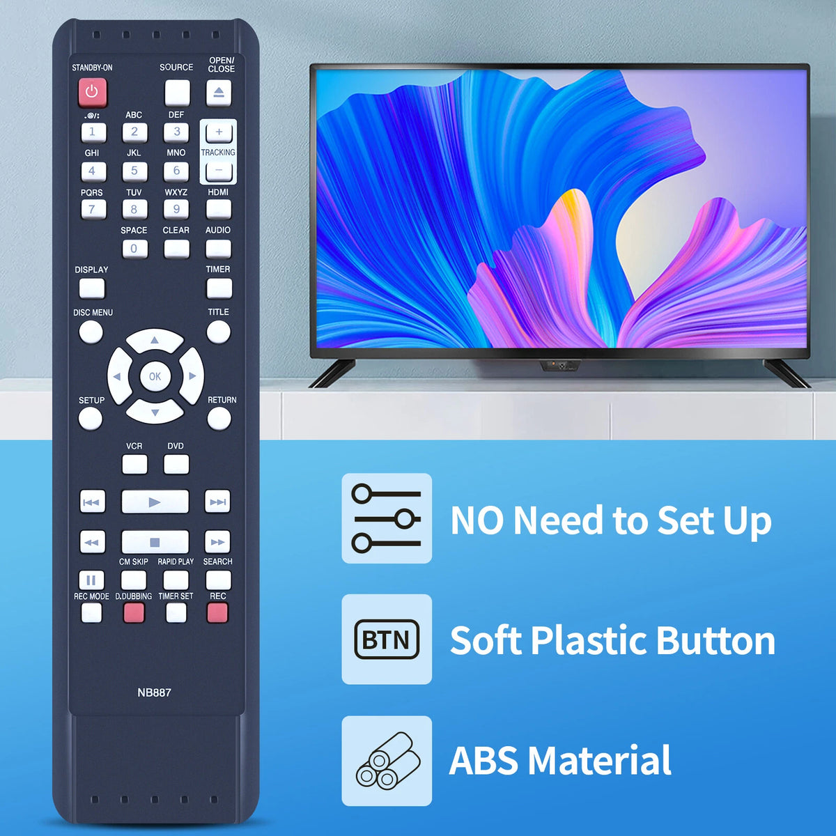 NB887 NB887UD For Magnavox DVD/VCR Combo Replace Remote ZV427MG9A ZV427MG9