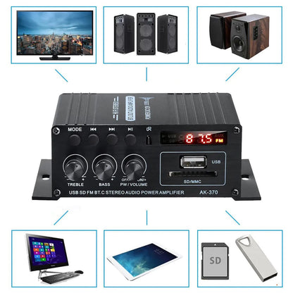 Bluetooth Mini HiFi Digital Stereo Audio 2 Channels Amplifier Power Amp DC 12V