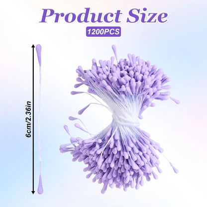 SynHHergyx 1200 Pcs Flower Stamens for Crafts, Artificial Mixed Color