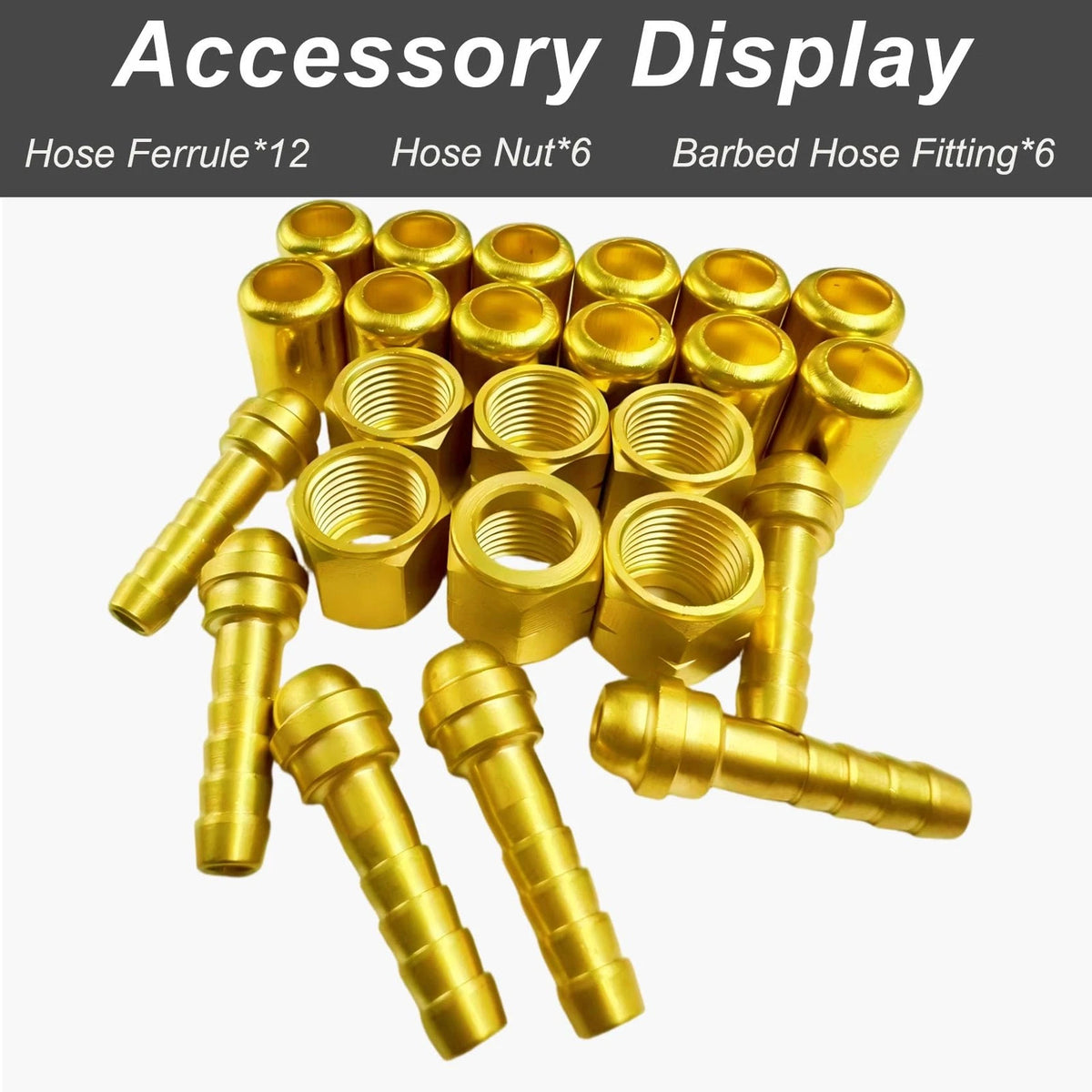 24PCS 1/4" ID Torch Hose Repair Kit for Oxygen & Acetylene 1/4 inch, Brass