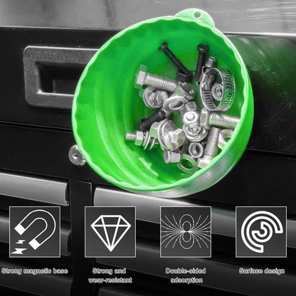 NYTKL Magnetic Nut Cup, Curved Parts Tray Bolts Organizer Green