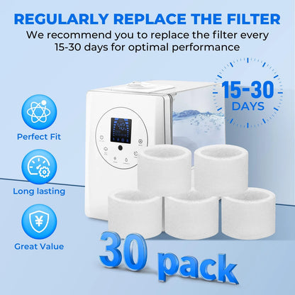 30-Pack Top Fill Humidifier Replacement 1.69 x x 1.26 inches, White