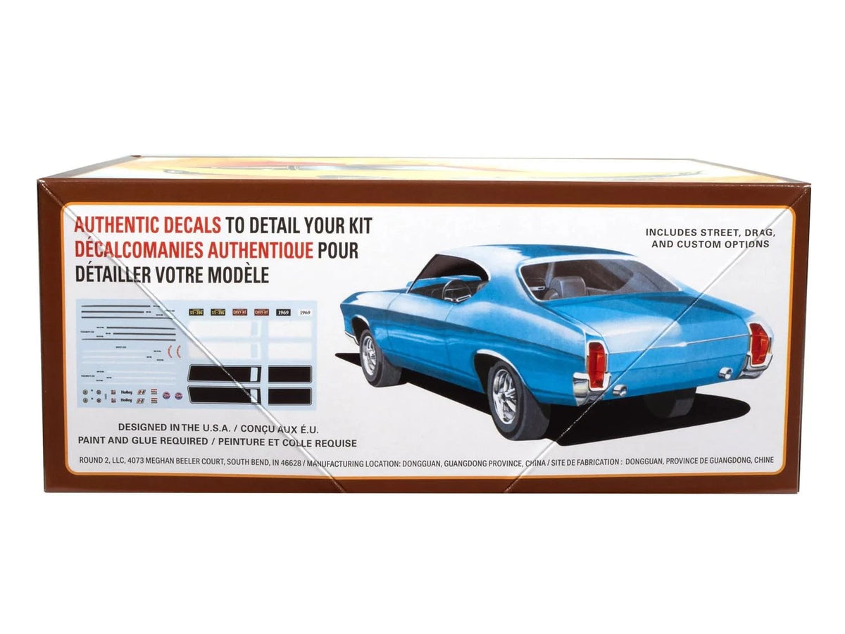 AMT Skill 2 Model Kit 1969 Chevelle SS 396 1/25 Scale 1 inch, Yellow