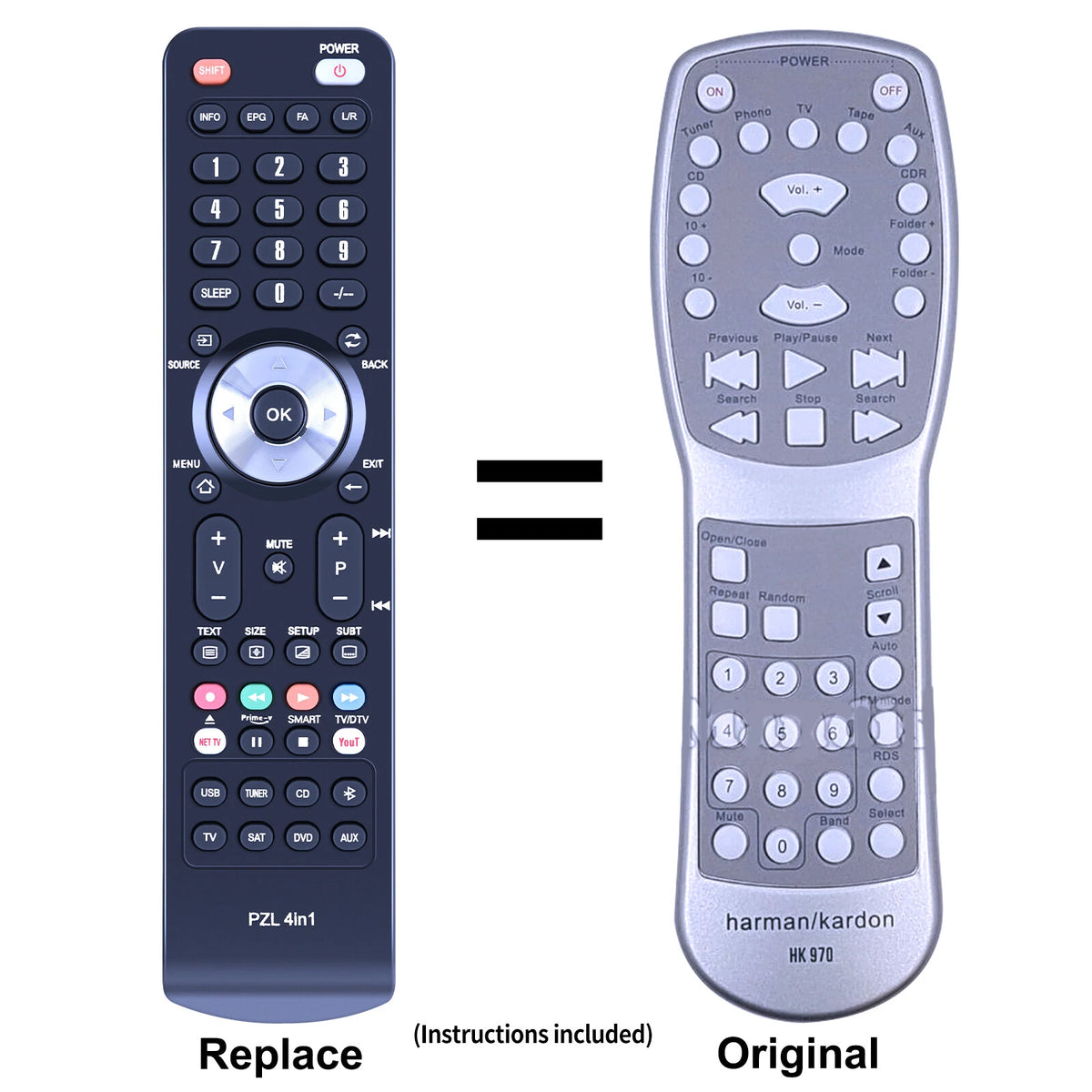 Replacement Remote Control For Harman Kardon HK970 Stereo Integrated Amplifier