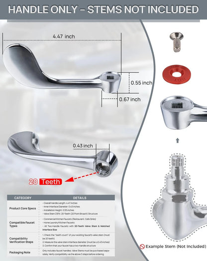 Phivan Commercial Faucet Parts 4-Inch Wrist Handle Lever (1 Pair)