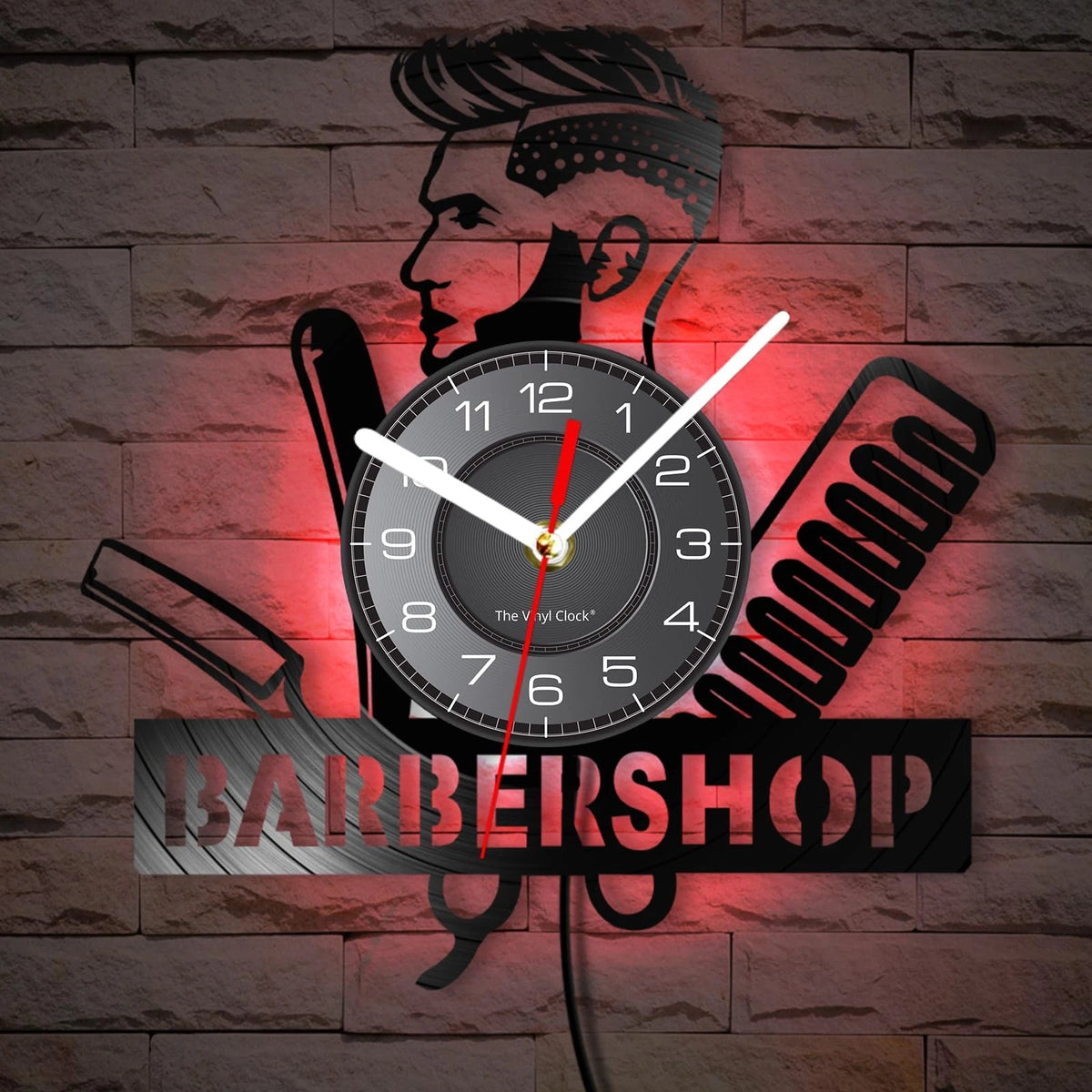 Timethink 12 Inch Barber Shop LED Wall Clock with 7 Colors Large, With Led
