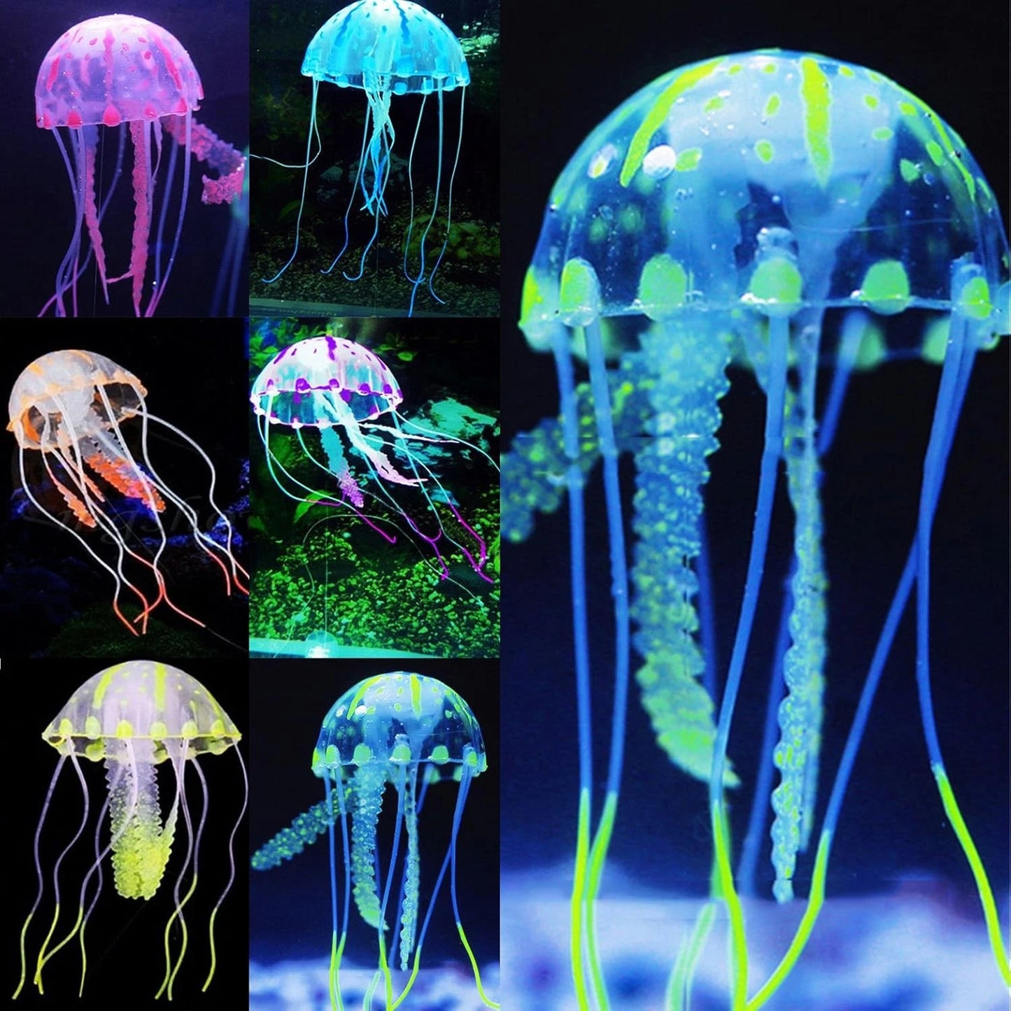 Uniclife 6 Pcs Glowing Jellyfish Ornament Decoration for Aquarium