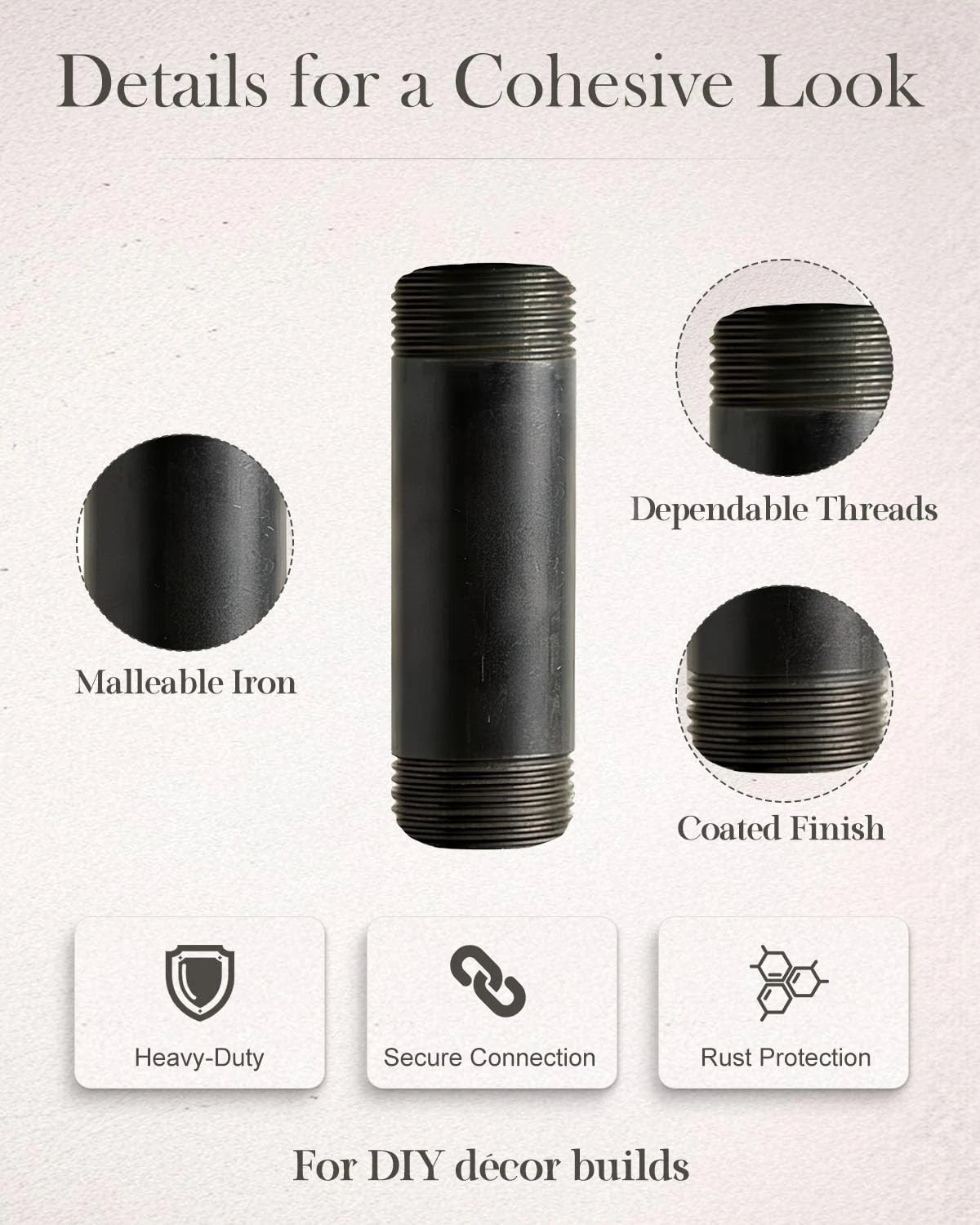 Niubid 10 Pack 1 Inches x 4 Black Malleable Steel 1'' x 4'',
