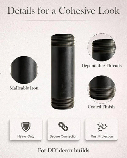 Niubid 10 Pack 1 Inches x 4 Black Malleable Steel 1'' x 4'',