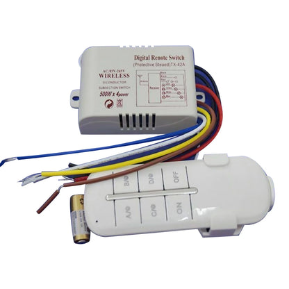 4 Way Light Lamp Digital Wireless Remote Controller Switch ON/OFF 110-240V  F
