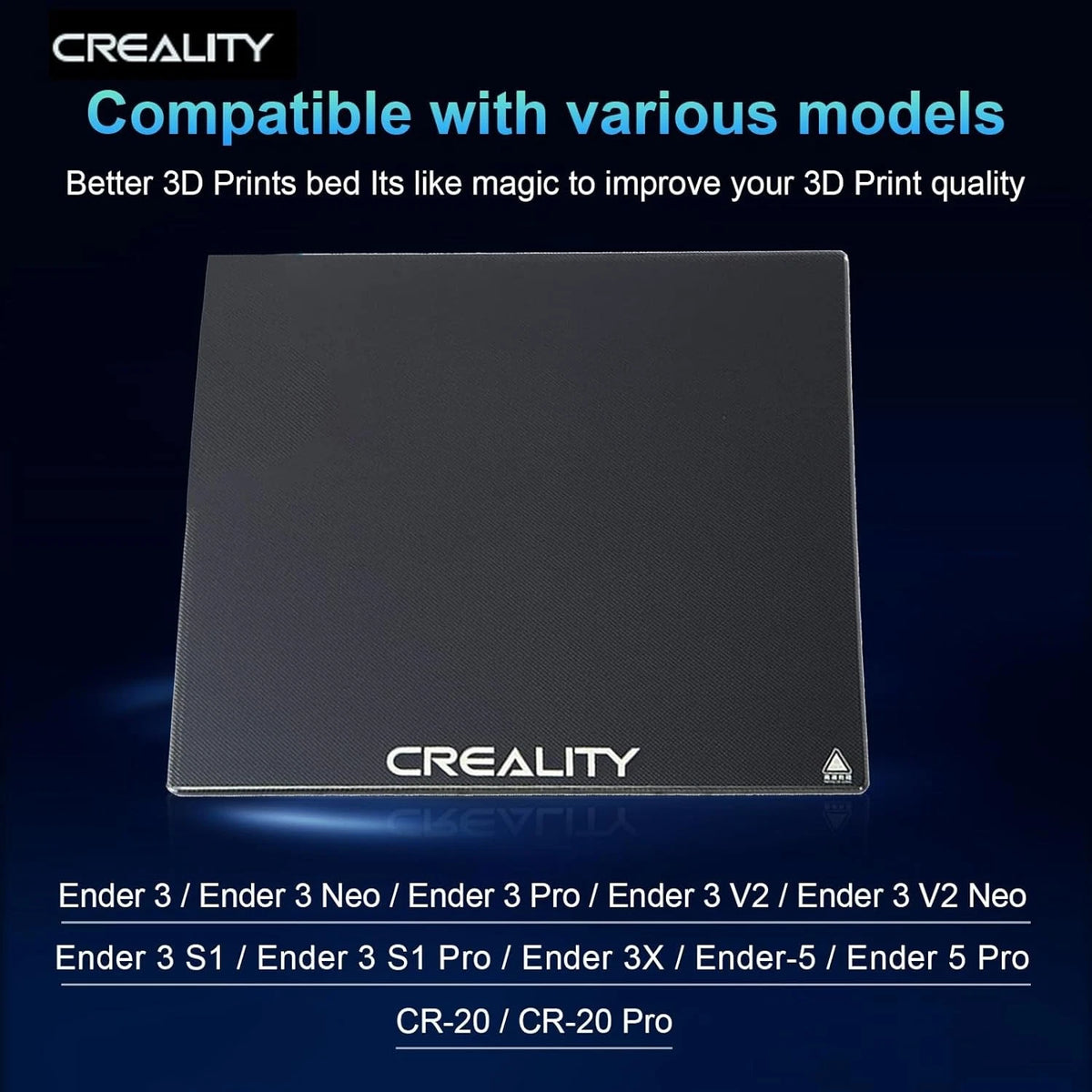 Creality Ender 3 Glass Bed Upgraded, High Hardness Durable Black