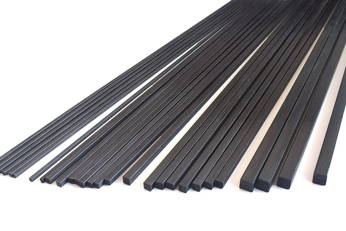 8pcs 3.0mm Carbon Fiber Square Rods 3.0x3.0x300mm,Solid 3.0x3.0x300mm, Black