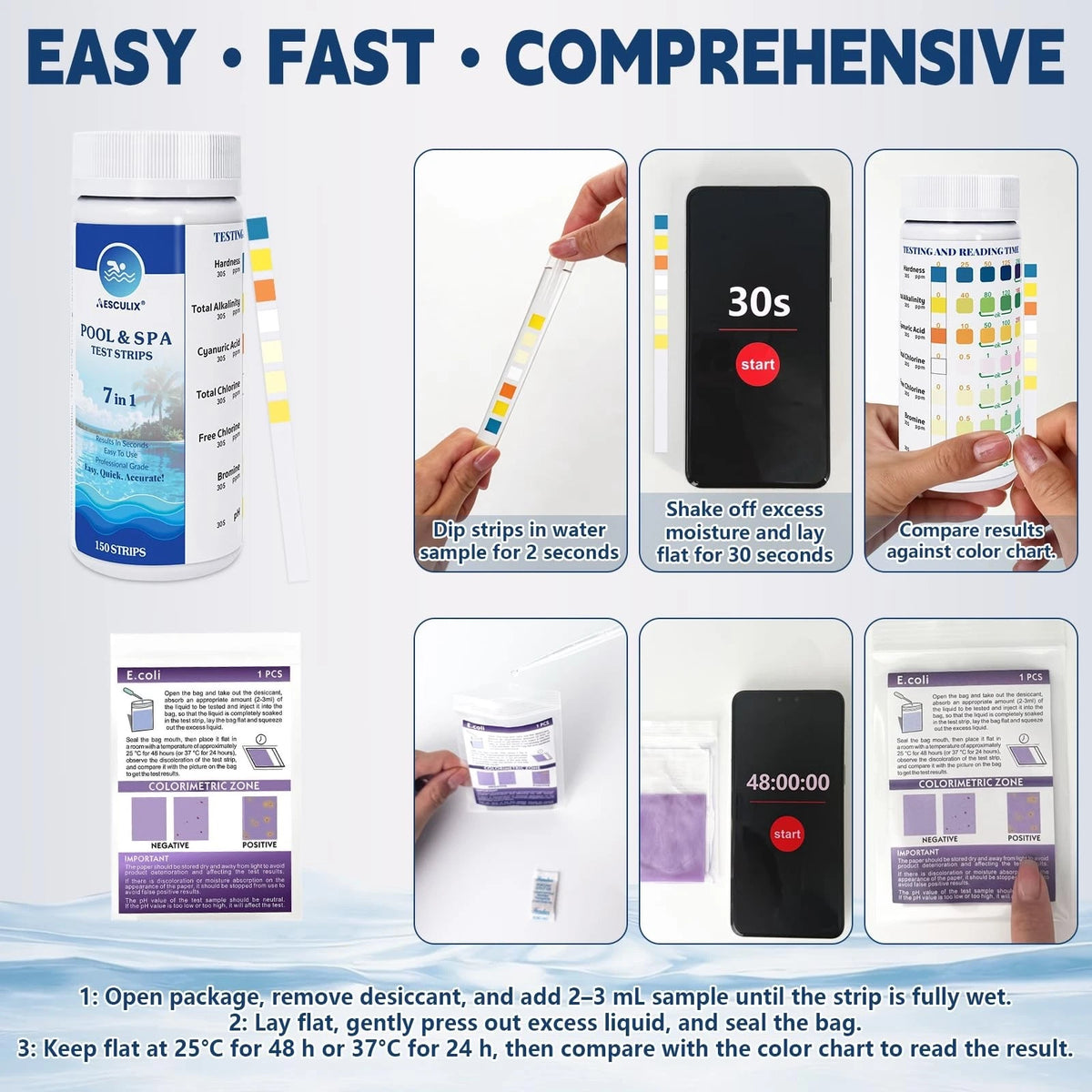 8-in-1 Pool Test Strips, 151 Strips Spa and Hot Tub Water Testing Kit, Pool...