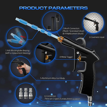 BRNMLD Car Cleaning Gun Detailing Interior Dryer Air Blow Gun, High Blue