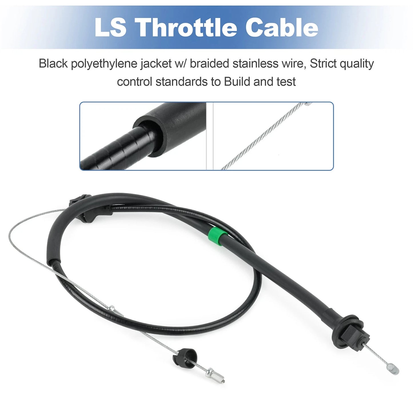 LS Throttle Cable 551859 Fits 3-Bolt Or 4-Bolt Throttle Bodies 38.8"
