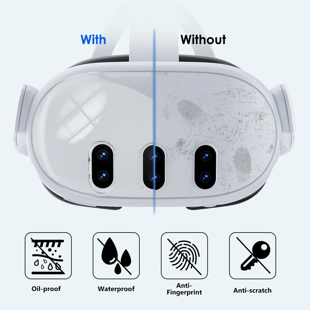For Meta Quest 3 VR Helmet Protective Cover Transparent PC Case Anti-Collision
