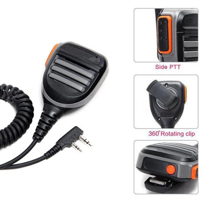 2-Pin Waterproof Radio Speaker Mic for Kenwood TYT Baofeng 2-Way Walkie Talkie