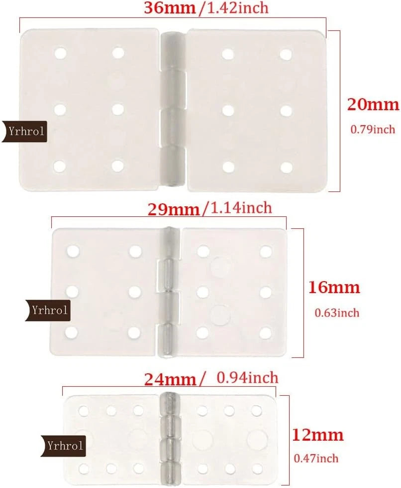 60 Pack 3Sizes Pinned Nylon Hinges for RC Airplane Model 60PCS, White