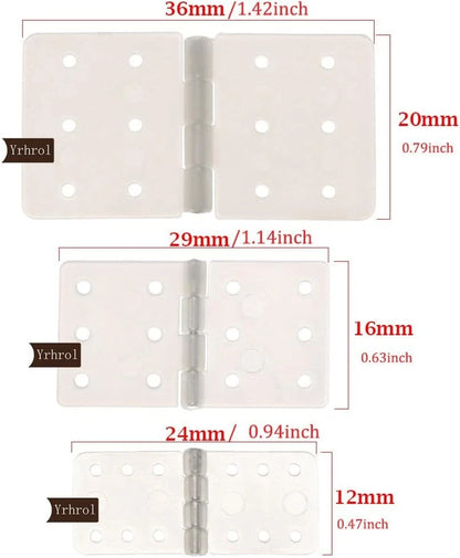 60 Pack 3Sizes Pinned Nylon Hinges for RC Airplane Model 60PCS, White