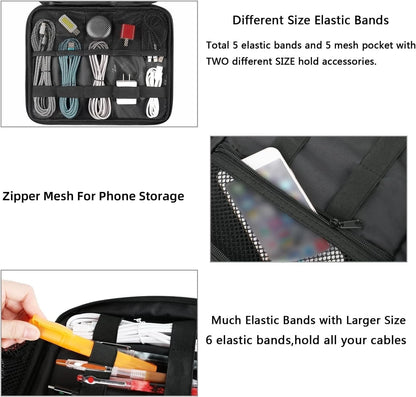 MATEIN Cable Organizer Bag, Large Travel Storage Bag Large, Antique Black
