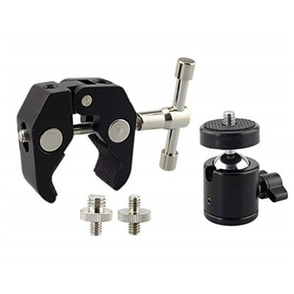 360° Rotate 1/4"-20 Ball Head Super Clamp Mount for DSLR Camera Tripod Monitor