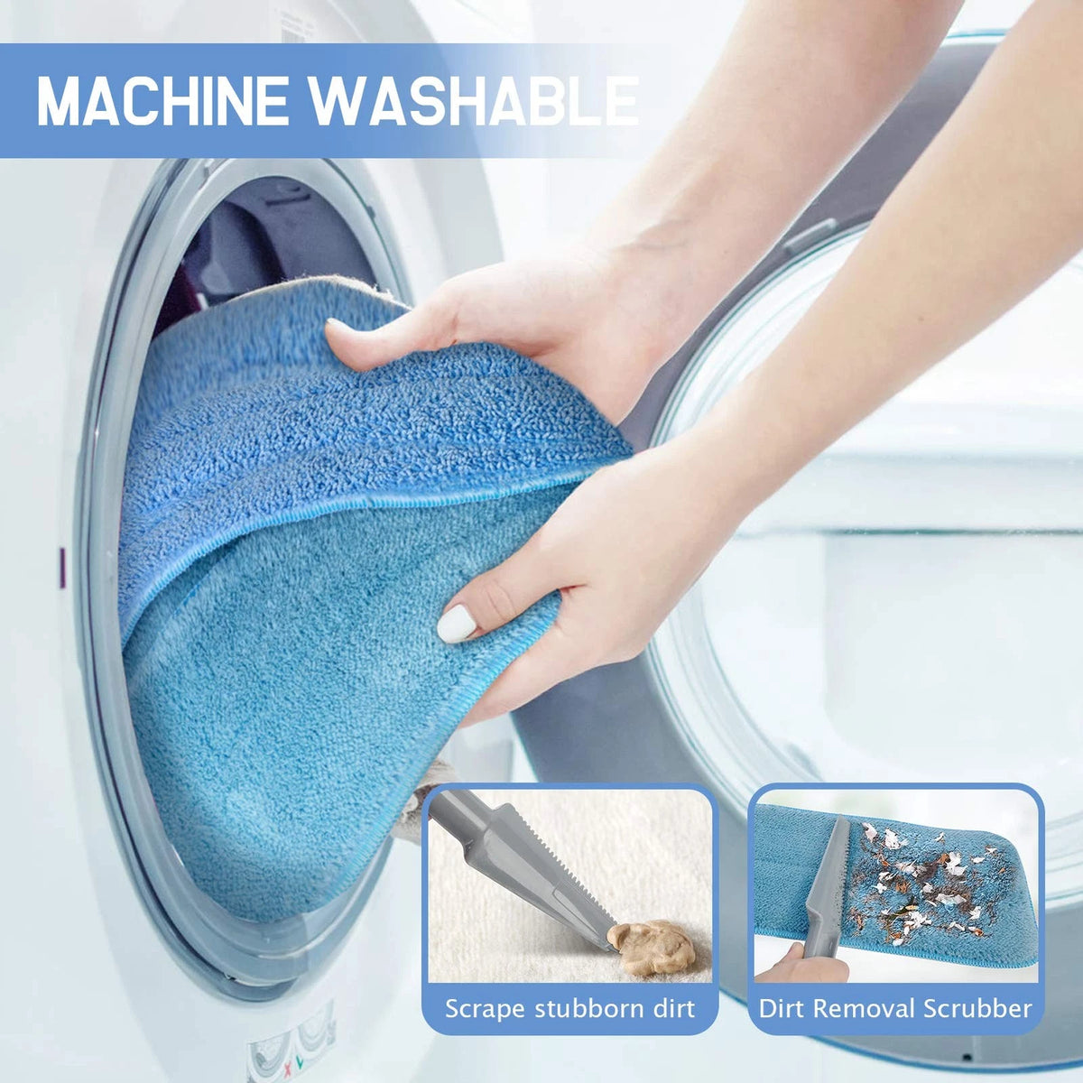 18" Professional Microfiber Mop Floor Cleaning System, Flat 18 inch, Blue