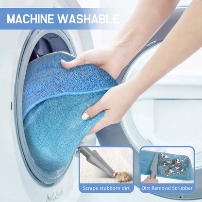 18" Professional Microfiber Mop Floor Cleaning System, Flat 18 inch, Blue