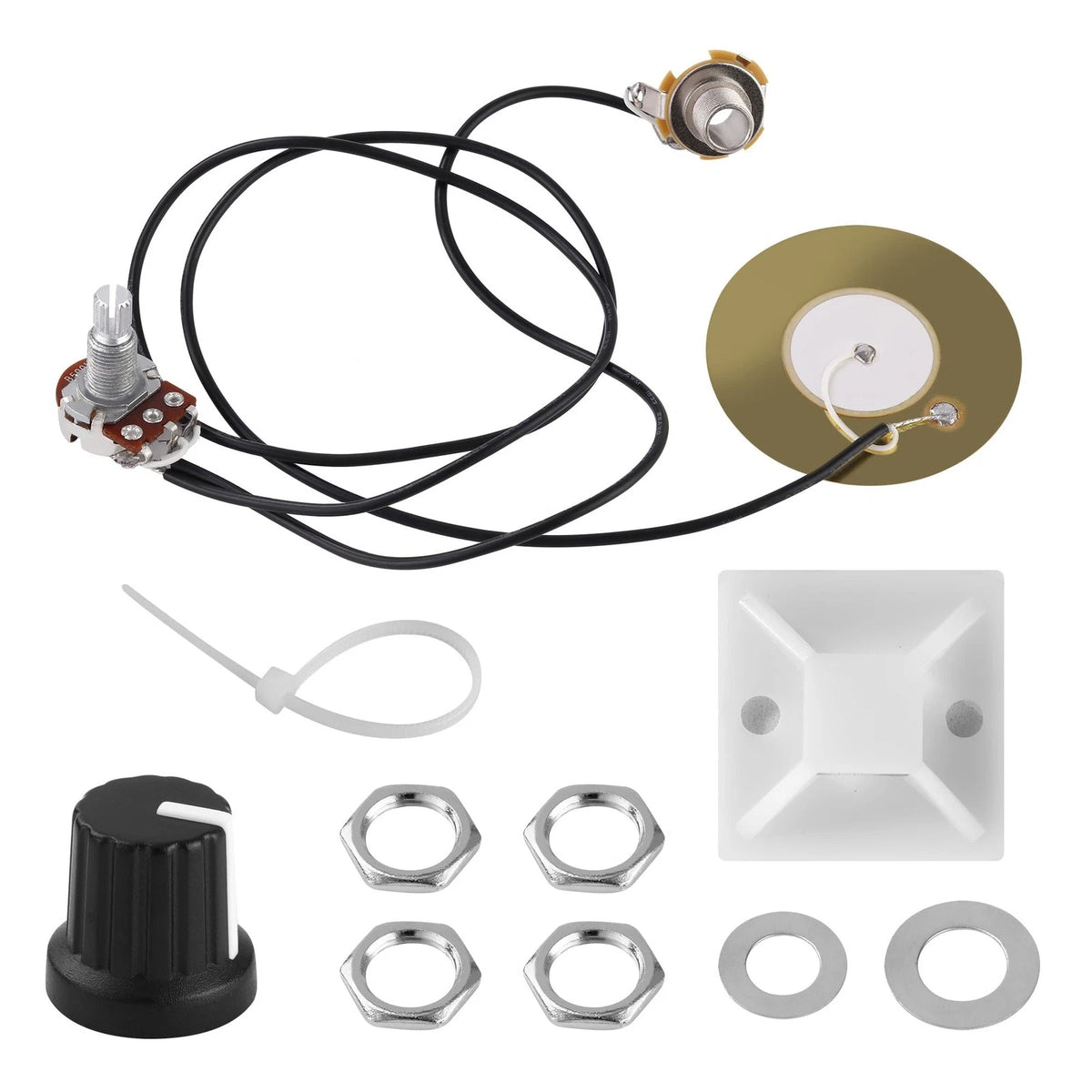 2 Packs 50mm Piezo Pickup Transducer Prewired Amplifier with 6.35mm Black