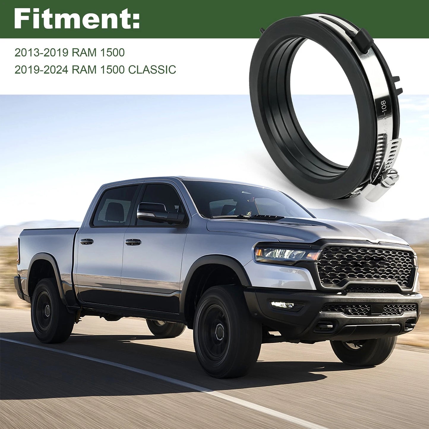 Air Cleaner Seal Intake Boot with Clamp 68105185AA for 2013-2019 RAM 1500 3.6L V