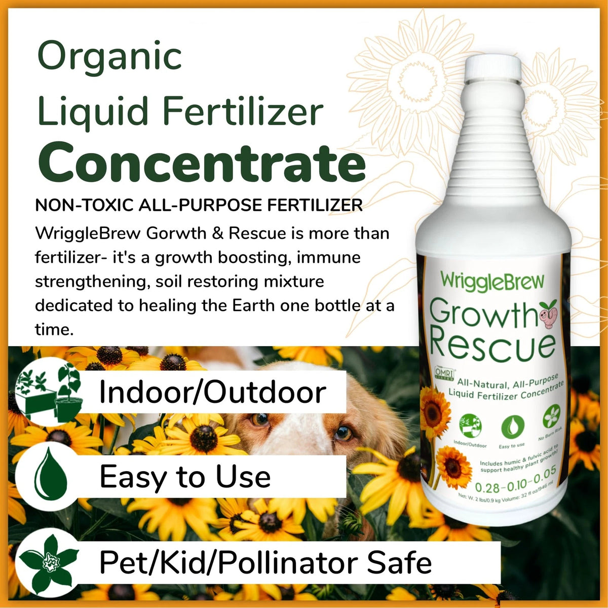 Wrigglebrew Organic Liquid Fertilizer Concentrate from Worm 16 Fluid Ounces