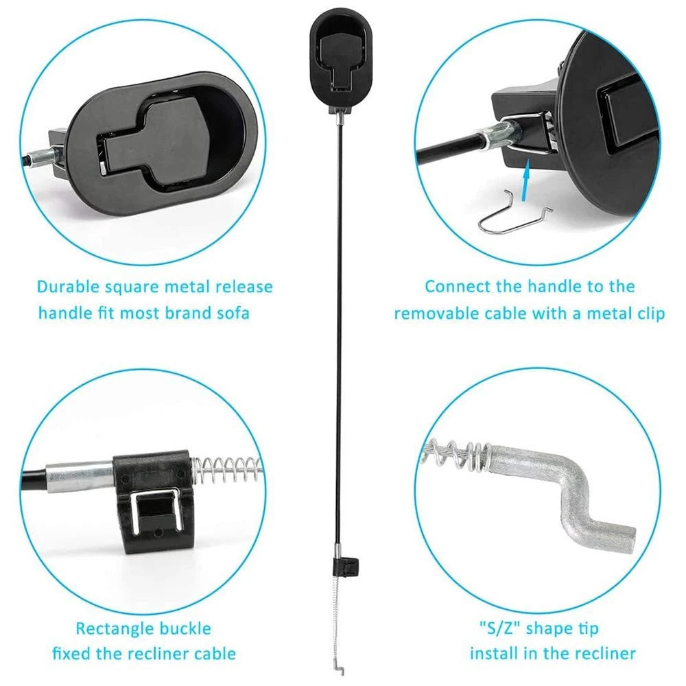 ttmagic Metal Recliner Handle Replacement Parts with 4.3" x 2.5", Black