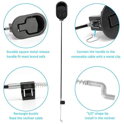 ttmagic Metal Recliner Handle Replacement Parts with 4.3" x 2.5", Black