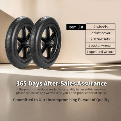 Wiykkur 12 Inch Wheelchair Wheels Replacement (1 12 1/2 x 2 1/4" Black, Black