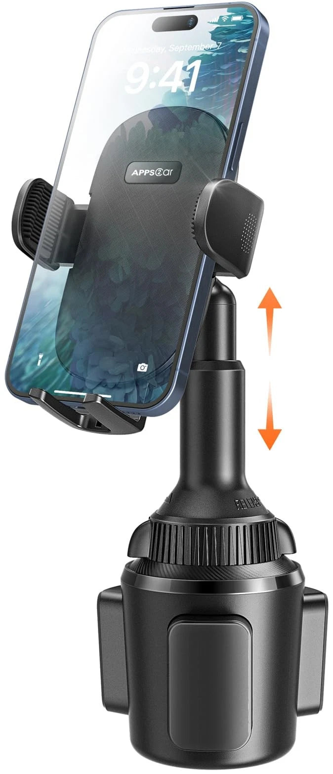 APPS2Car Universal Car Cup Phone Holder | Quick Extension Long Arm | Black