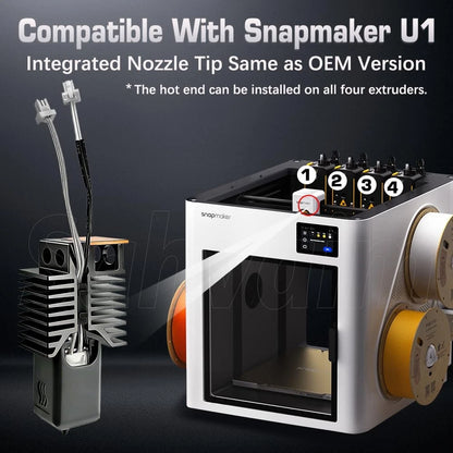 4Pcs 0.4MM U1 Hotend for Snapmaker Extruder, 24V 48W Fast Heating 0.4MM*4