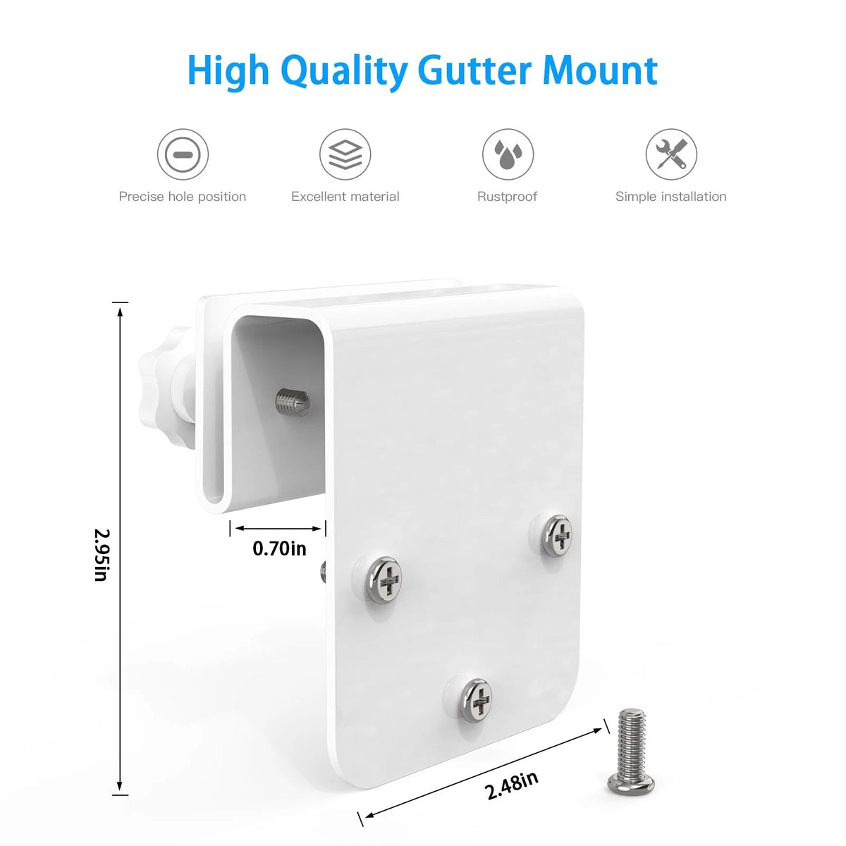 Lyeiaa Outdoor Gutter Mount Bracket for Eufy 317.23 cubic centimeters, White