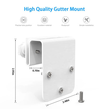 Lyeiaa Outdoor Gutter Mount Bracket for Eufy 317.23 cubic centimeters, White