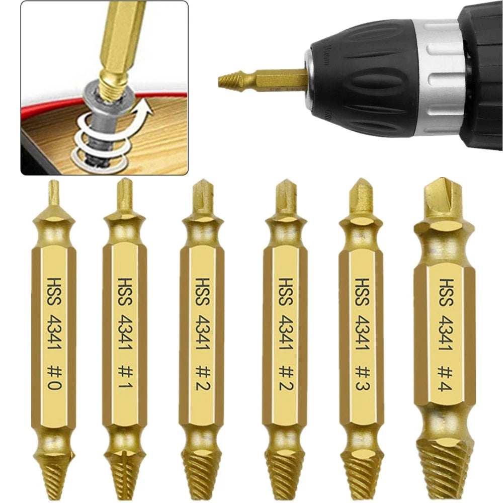 6*Damaged Screw Carbide Tip Extractor Drill Bit Broken Screw Bolt Remover Tool