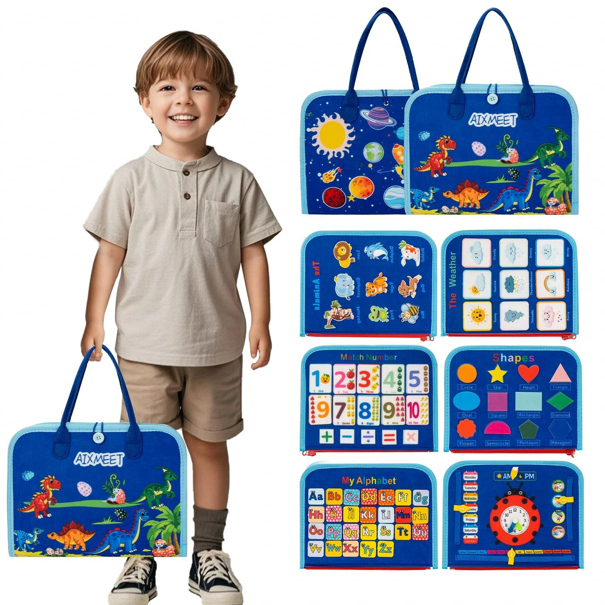 Toddler Busy Board Montessori Toys for 3 4 5 6Year 11.02 x 8.46 inches, Blue