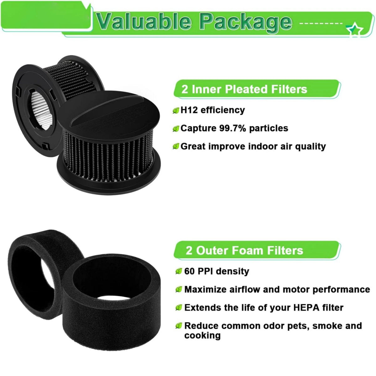 4pc Filter Set Inner Outer Foam For Bissell Rewind CleanView Pet 18M9W 18M9X