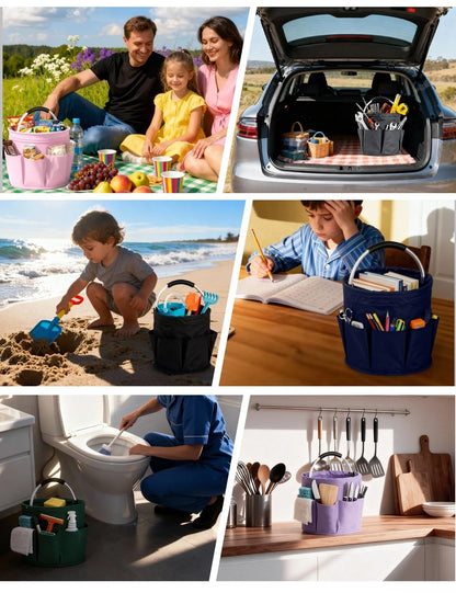 CIHTL Cleaning Caddy with Handle, for Supplies Organizer Bucket Black