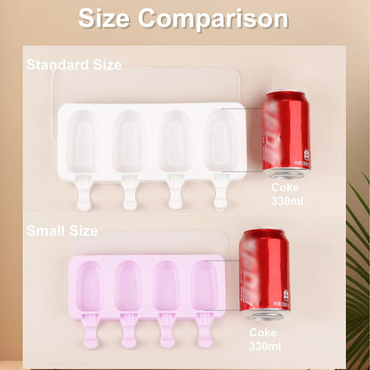 3 Set Popsicles Molds with Lids and 100 Pcs Wooden Standard Size, White