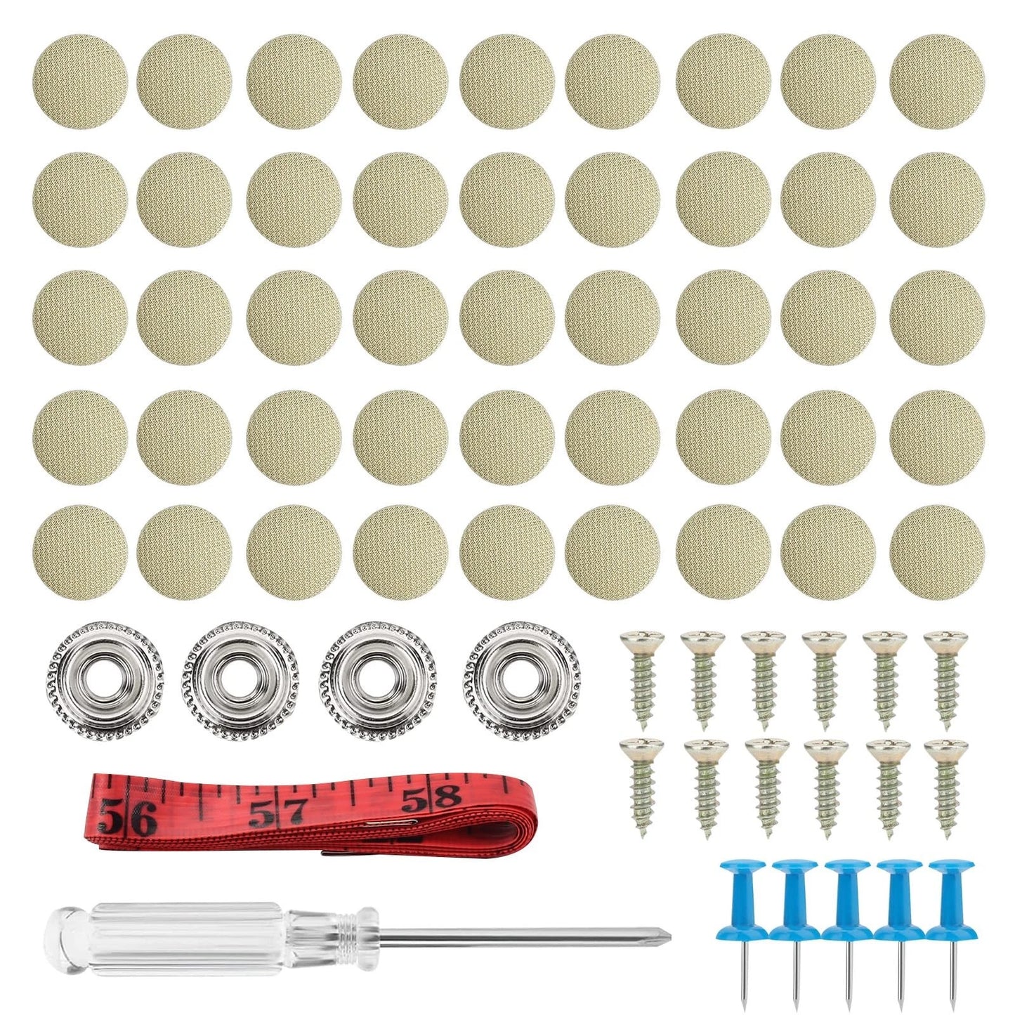 202 Pieces Car Roof Headliner Repair Button Kit, Ceiling Fabric Beige