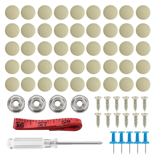 202 Pieces Car Roof Headliner Repair Button Kit, Ceiling Fabric Beige
