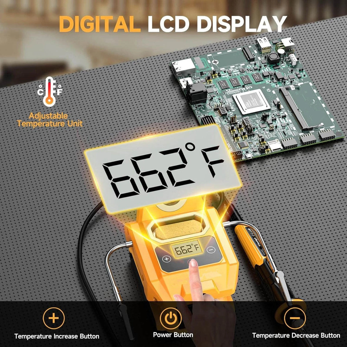 60W Cordless Soldering Station w 2 Auxiliary Arms for Dewalt 20V Battery Digital