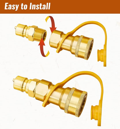 1/2” Gas Quick Connect Kit, LP Disconnect Connector & Male...
