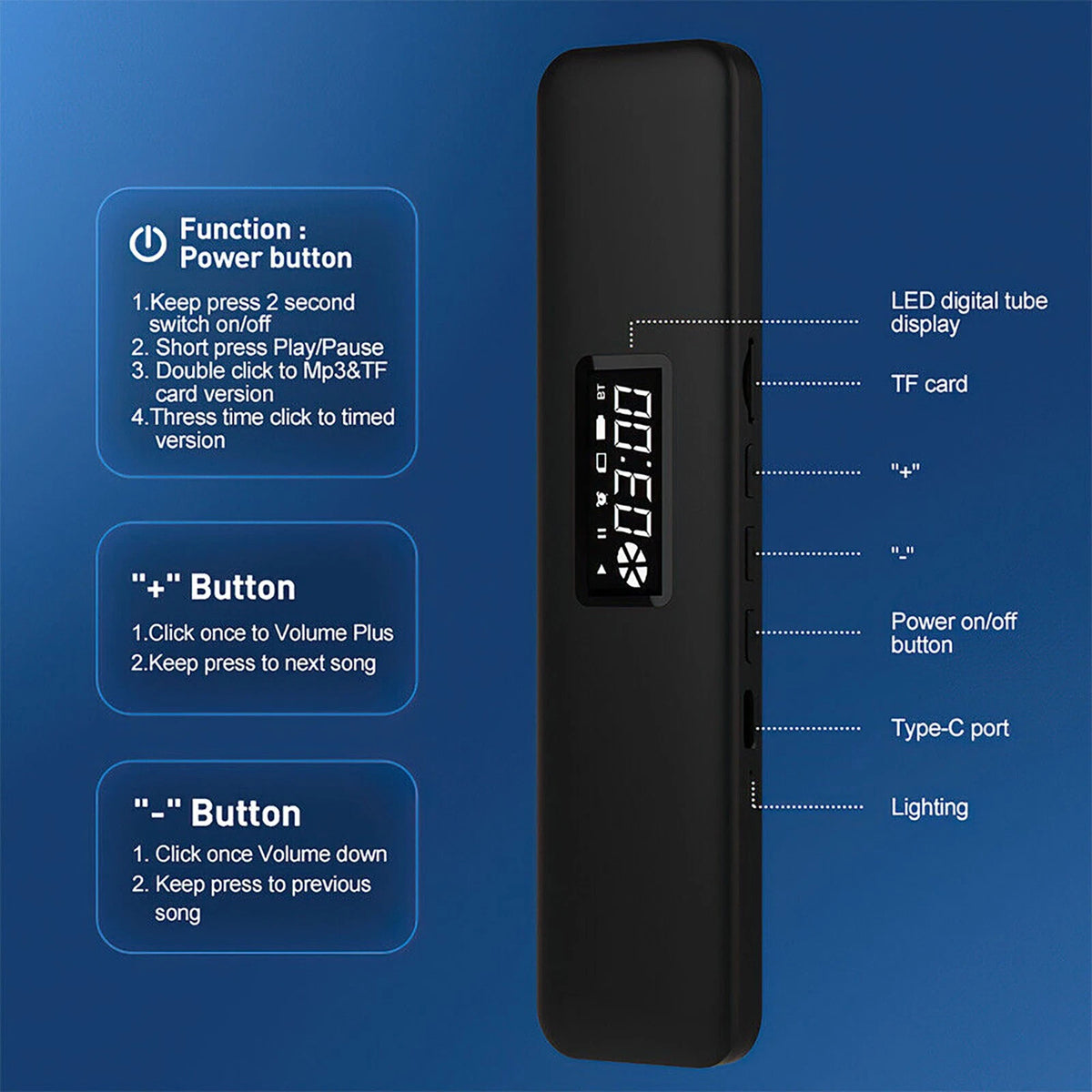 Bluetooth Speaker For Sleepless 5.3Rechargeable Bone Conduction Smart Connection