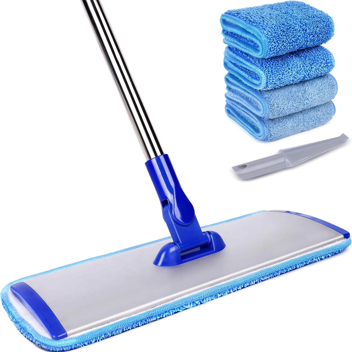 18" Professional Microfiber Mop Floor Cleaning System, Flat 18 inch, Blue